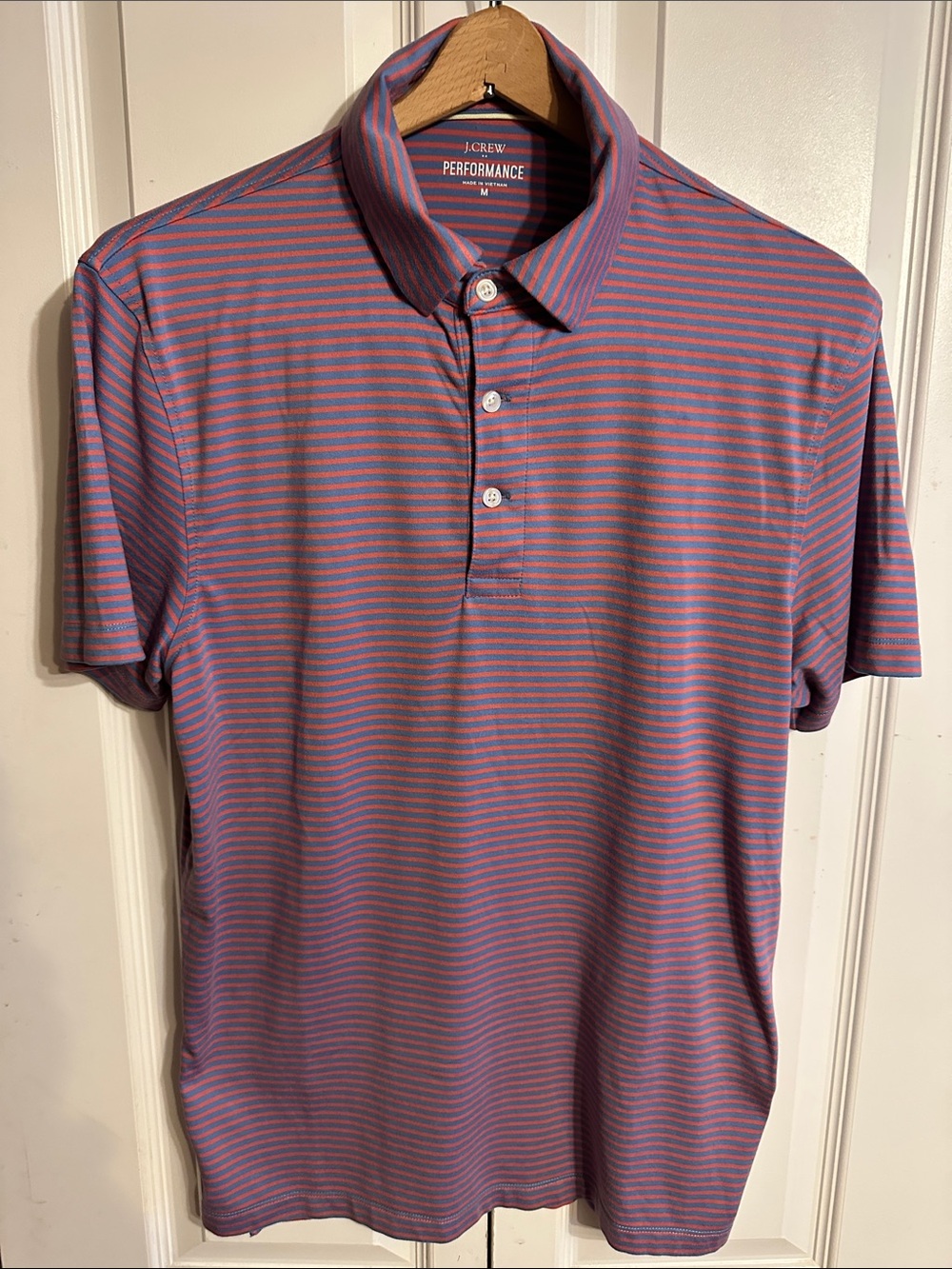 J. Crew Striped Performance Polo in Purple and Pink